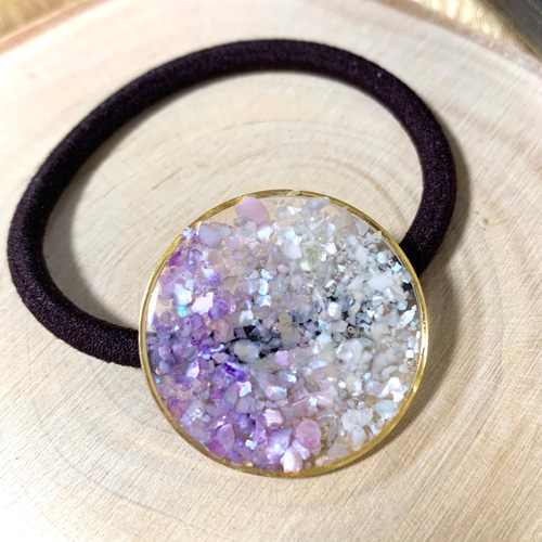 シェルのヘアゴム 紫のグラデーション レジン ヘアゴム qui 通販