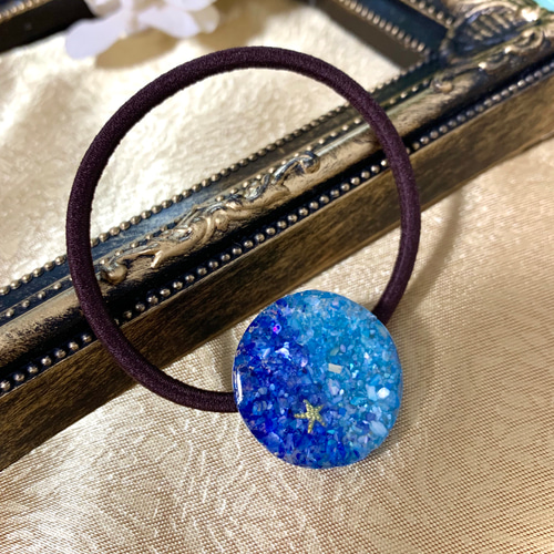 ブルー系シェルMIXドームヘアゴム ブルー系シェルMIXドームヘアゴム ポニー・ヘアゴム | フランス