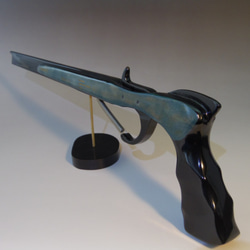 ゴム銃 ゴム銃天然漆塗刷毛手塗青漆の中に銀地蒔絵のオリジナル その他 