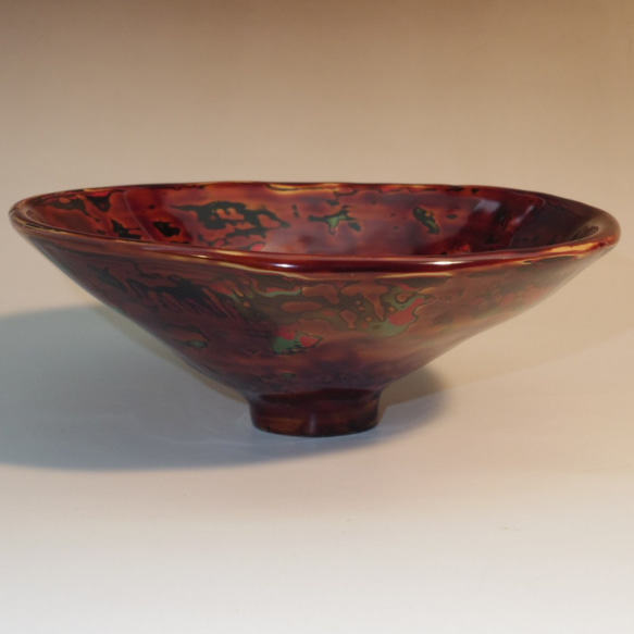 乾漆茶碗高麗茶碗写し　脱乾漆技法 (生漆で麻・和紙・地の粉の繰り返しで厚みを出して石膏型から抜き出し漆塗) 