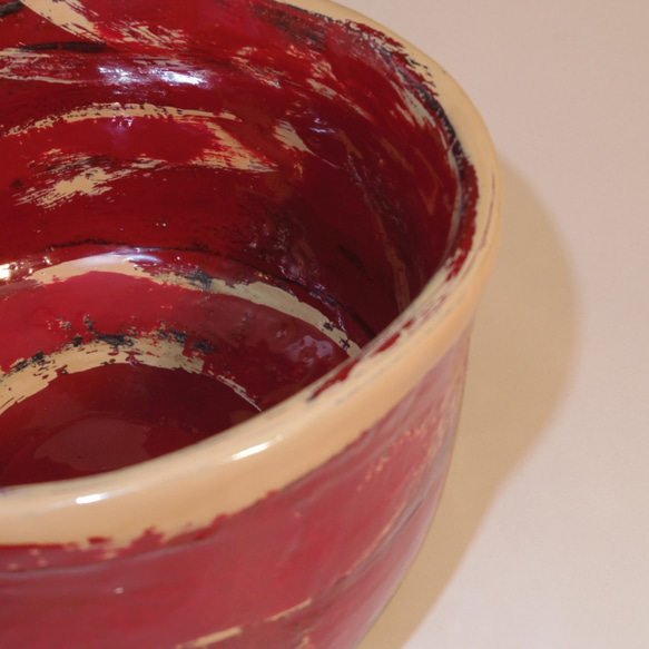 乾漆茶碗高麗茶碗写し　脱乾漆技法 (生漆で麻・和紙・地の粉の繰り返しで厚みを出して石膏型から抜き出し漆塗) 