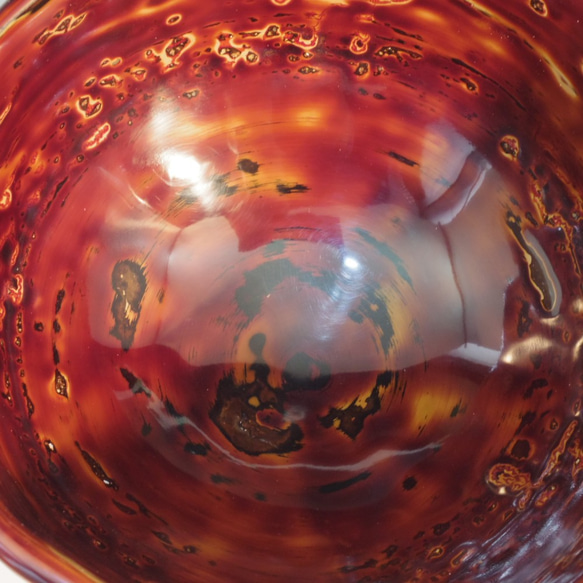 乾漆茶碗高麗茶碗写し　脱乾漆技法 (生漆で麻・和紙・地の粉の繰り返しで厚みを出して石膏型から抜き出し漆塗) 