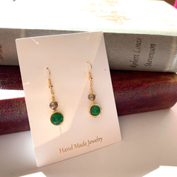 ☆再販☆14kgf / Aventurine and Glass  beaded wire Piercing 1枚目の画像