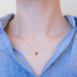 14kgf/赤い石ジルコンのシンプル一粒ネックレス ネックレス
