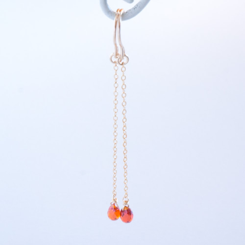 セットでお得】赤い石のシンプルなピアス・ネックレス/14kgf