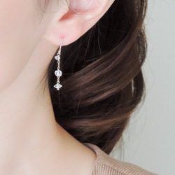 14kgf / 3粒Herkimer鑽石短款耳環 第2張的照片