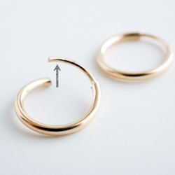 14kgf /簡單，持久的棉珍珠金耳環：小鐵圈 第3張的照片
