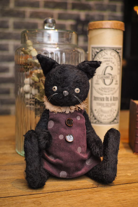 黒猫 ぬいぐるみ ビスコース テディベア ぬいぐるみ nicomeem