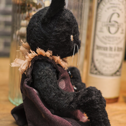 黒猫 ぬいぐるみ ビスコース テディベア ぬいぐるみ nicomeem 通販