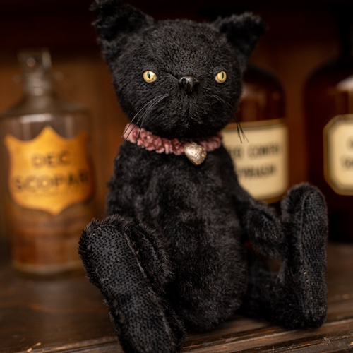 国内作家様の可愛い黒猫ゃんテディ5ジョイント　アンティーク品 kersaの黒猫 小さな子 - アンティークとテディベアの店 Parade