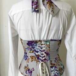 花柄コルセットベアトップ ハトメ付きブラックビスチェ/ベアトップ チューブトップ コルセット