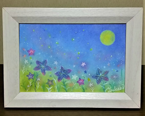 素晴らしい パステル画「月明かり」910mm×1220mm 絵画/タペストリ