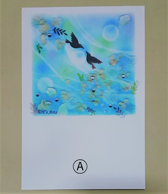 パステルアート＆コラージュの絵葉書　花のポストカード3枚セット 2枚目の画像