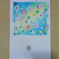 パステルアート＆コラージュの絵葉書　花のポストカード3枚セット 3枚目の画像