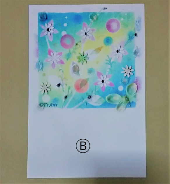パステルアート＆コラージュの絵葉書　花のポストカード3枚セット 3枚目の画像