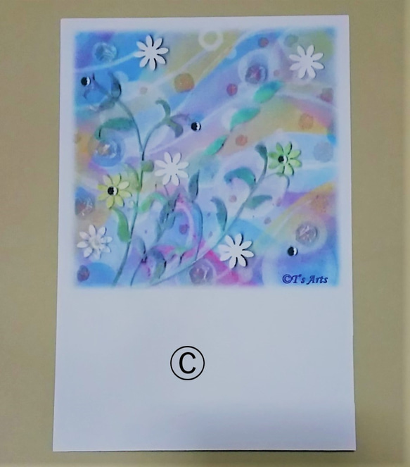 パステルアート＆コラージュの絵葉書　花のポストカード3枚セット 4枚目の画像