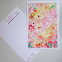 ポストカード2枚セット　パステルアート＆コラージュ　花の光と春の風 1枚目の画像
