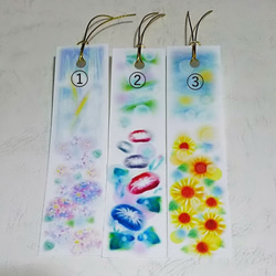 選べる栞(しおり)　3枚1セット　夏のブックマーカー　パステルアートによるブックマーク 2枚目の画像