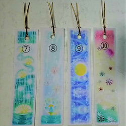 選べる栞(しおり)　3枚1セット　夏のブックマーカー　パステルアートによるブックマーク 4枚目の画像