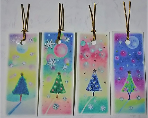 しおり ブックマーカー❁クリスマス柄 イザベル・スパークル(グリーン地)