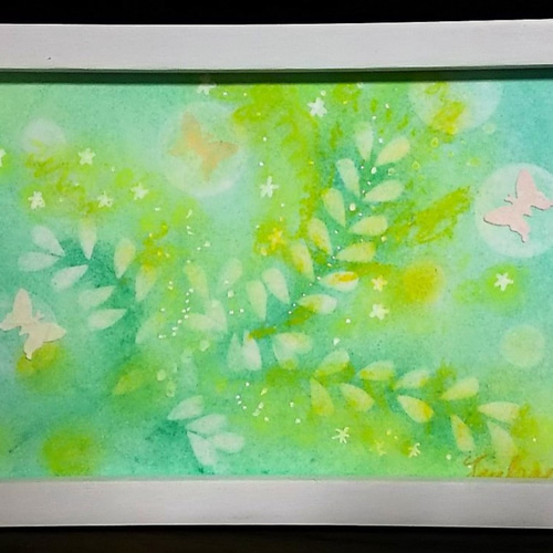 春のパステルアート ミモザ光り蝶踊る 絵画 T's Arts 通販 8696975