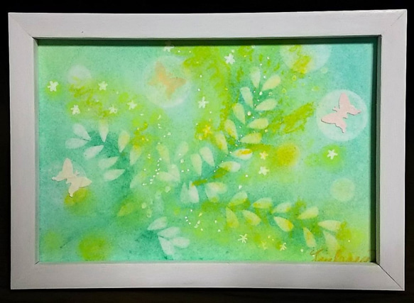 春のパステルアート ミモザ光り蝶踊る 絵画 T's Arts 通販 8696975