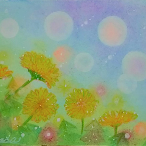 パステルアート 春野に輝くたんぽぽ 絵画 T's Arts 通販 9109608