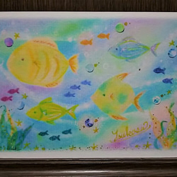 暑中お見舞い・残暑お見舞い2枚セット　海を彩る魚たち　パステルアート絵葉書 2枚目の画像