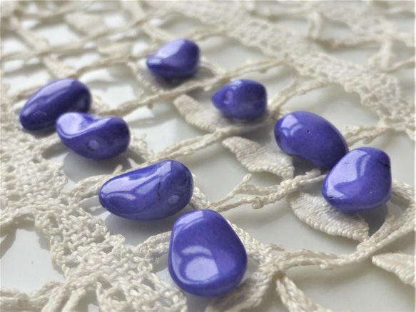 勾玉紺　チェコビーズ　Czech Glass Beads１０個 2枚目の画像