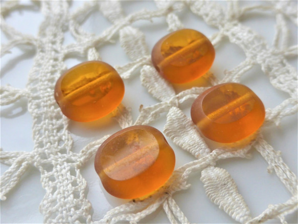 6個テーブルカット　オレンジブラウン　チェコビーズCzech Glass Beads 4枚目の画像