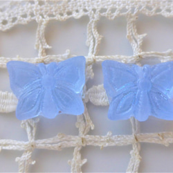 蝴蝶淺藍色極光捷克珠子捷克玻璃珠 x2 第3張的照片