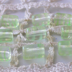 管狀透明黃綠色條紋捷克珠10顆捷克玻璃珠 第4張的照片
