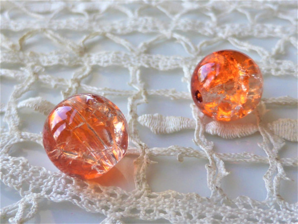 裂紋橙色透明捷克珠子2件 第2張的照片