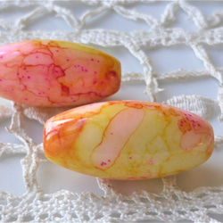 色彩のちから　黄色ピンク　チェコビーズCzech Glass Beads2個 1枚目の画像
