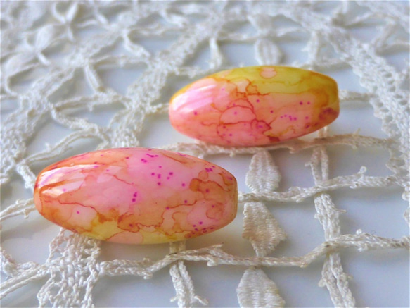 色彩のちから　黄色ピンク　チェコビーズCzech Glass Beads2個 3枚目の画像