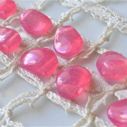 花瓣紋半透明粉紅捷克玻璃珠 10 顆 第2張的照片