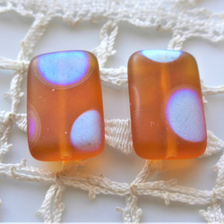 秋どっと　オレンジティー　チェコビーズCzech Glass Beads2個 1枚目の画像