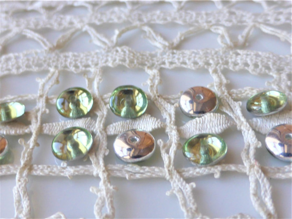 レトログリーン銀の輪　チェコビーズCzech Glass Beads１０個 4枚目の画像