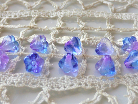 青紫の花　チェコビーズCzcech Glass Beads１０個 1枚目の画像