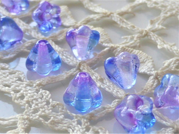 青紫の花　チェコビーズCzcech Glass Beads１０個 2枚目の画像