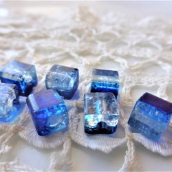 6個捷克玻璃珠立方藍冰 第1張的照片