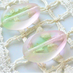 捷克珠子捷克玻璃珠子水彩畫2桃綠色 第2張的照片