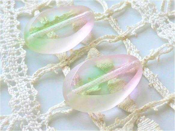 捷克珠子捷克玻璃珠子水彩畫2桃綠色 第2張的照片