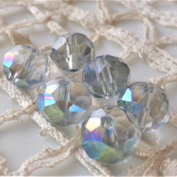 淡い水　チェコビーズCzech Glass Beads丸透明星6個 2枚目の画像