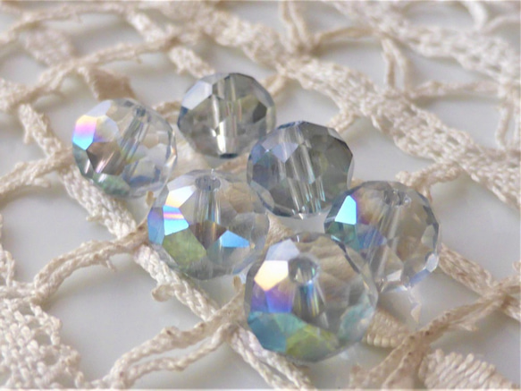 淡い水　チェコビーズCzech Glass Beads丸透明星6個 2枚目の画像