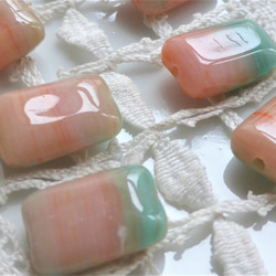 チェコビーズCzech Glass Beads ピンク大理石６個 5枚目の画像