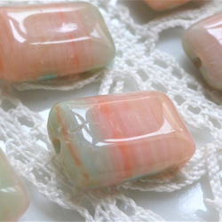 チェコビーズCzech Glass Beads ピンク大理石６個 6枚目の画像