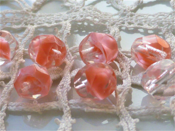 FP透明粉紅捷克玻璃珠8顆 第4張的照片