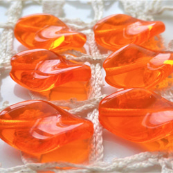 4 顆橘色麻花捷克玻璃珠 第4張的照片