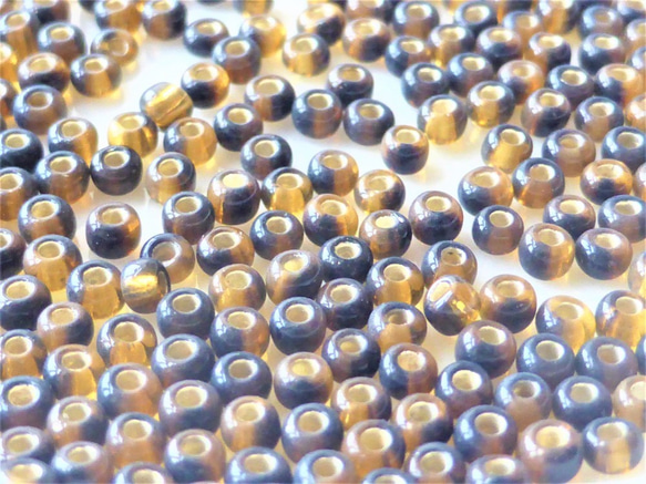 10g10/01.5mm-2mm黒と黄土色混じりPRECIOSAチェコシードビーズCzech Glass Beads 3枚目の画像